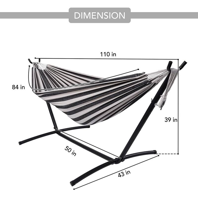 Double Cotton Hammock with Space Saving Steel Stand