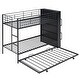 preview thumbnail 4 of 11, Modern Black Metal Twin over Twin with Side Big Bookshelf, Trundle
