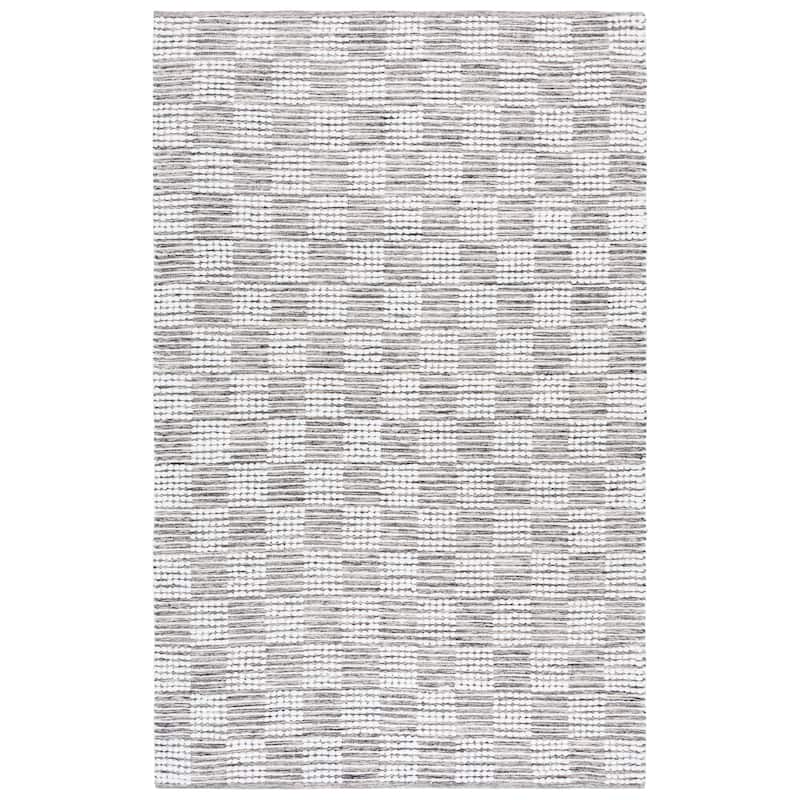 SAFAVIEH Handmade Montauk Noga Casual Cotton Rug - 6' Square - Black/Ivory