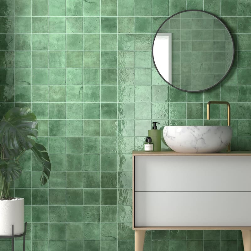 Merola Tile Menorca Lake 4" x 4" Ceramic Wall Tile