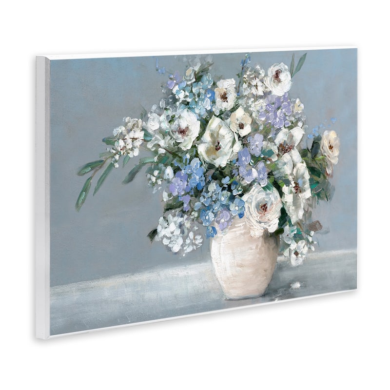 Stupell Elegant Blooms on Blue Wall Plaque Art Design By Sally Swatland