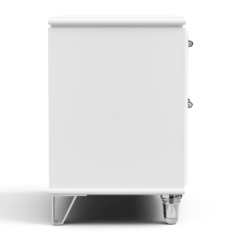 Furniture of America Drima Modern Pearl White Solid Wood 2-Drawer Kids Nightstand
