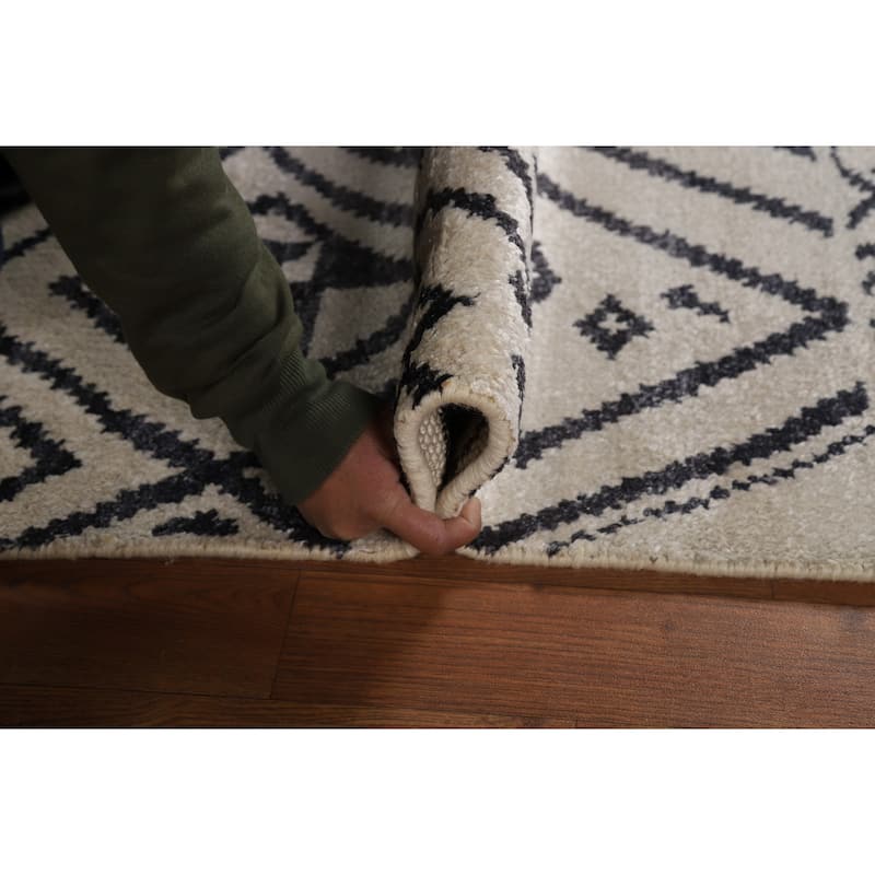 Abstract Moroccan Oriental Area Rug Hand-Knotted Wool Carpet - 3'10" x 5'9"