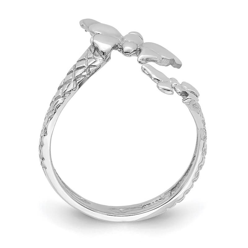 Curata 14 karat Yellow Gold Polished and Textured Butterfly Angel Wings Adjustable Toe Ring (5mm)