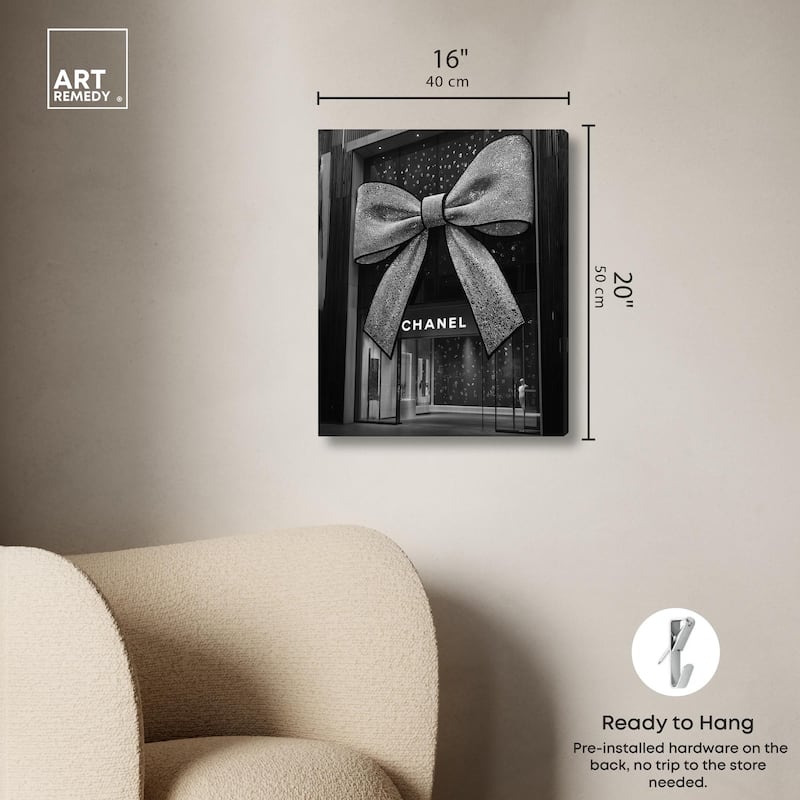 Big Bow Noir Store Canvas by Art Remedy, Gallery Wrapped