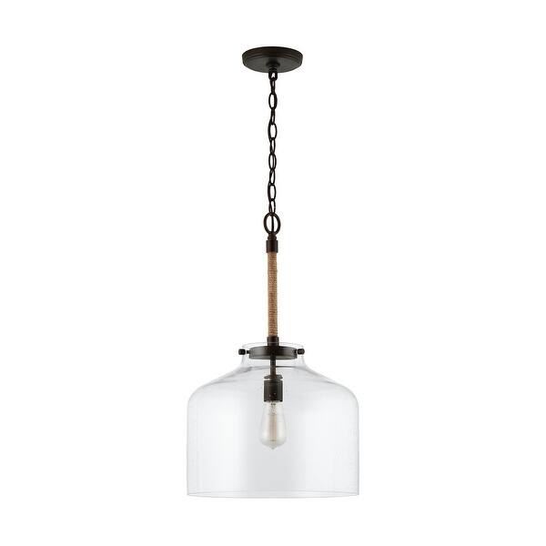 slide 2 of 8, Corde 1-light Hanging Pendant w/ Clear Seeded Glass