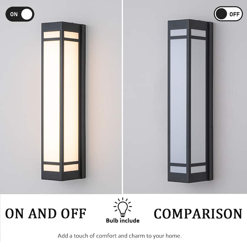 Modern Craftsman Style Exterior Wall Sconce with Frosted Acrylic Shade Outdoor Wall Light with Dusk to Dawn Sensor(2 Pack) - W6"