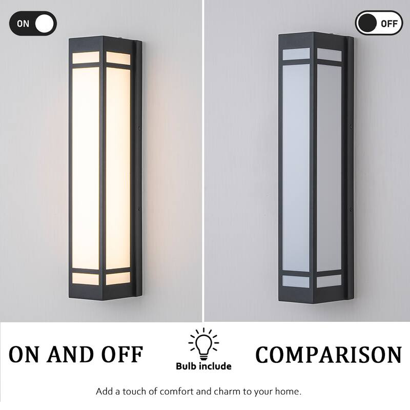 Modern Style Wall Sconce in Black with Acrylic Shade 24W Integrated LED Outdoor Wall Light with Dusk to Dawn Sensor for Garage