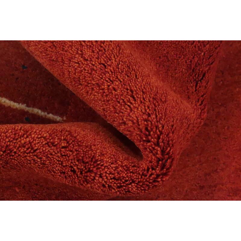 Hand Knotted Oriental 100% Wool Carpet Modern Modern Oranges & Rust Gabbeh Area Rug - 6' 5'' X 6' 5''