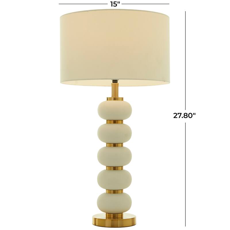 CosmoLiving by Cosmopolitan Metal Orbs Style Base Table Lamp with Drum Shade - Black or White