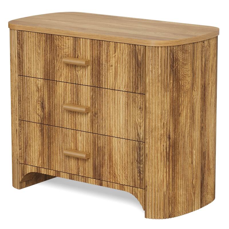 31.5'' Wide Large Fluted Nightstands, Oversized 3 Drawer Night Stand