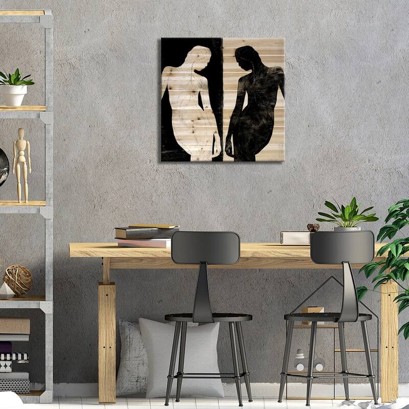 Modern Art- Contrasting Silhouette Figure Print On Wood by 5by5collective - Multi-Color