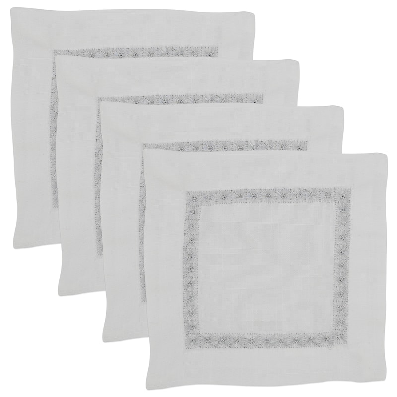 Napkins With Embroidered Border Design (Set of 4)