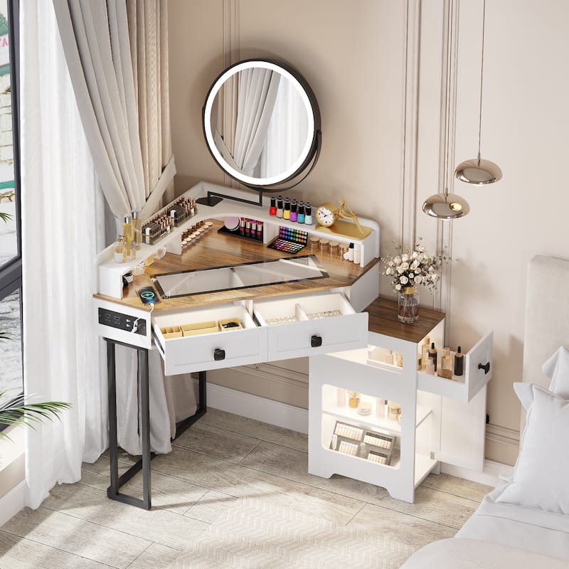 Corner Makeup Vanity With Mirror