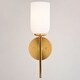 preview thumbnail 9 of 9, Shelby Natural Brass Gold Transitional Lighting Fixture, Frosted White Opal Glass Cylinder Shade, Dimmable, LED Compatible