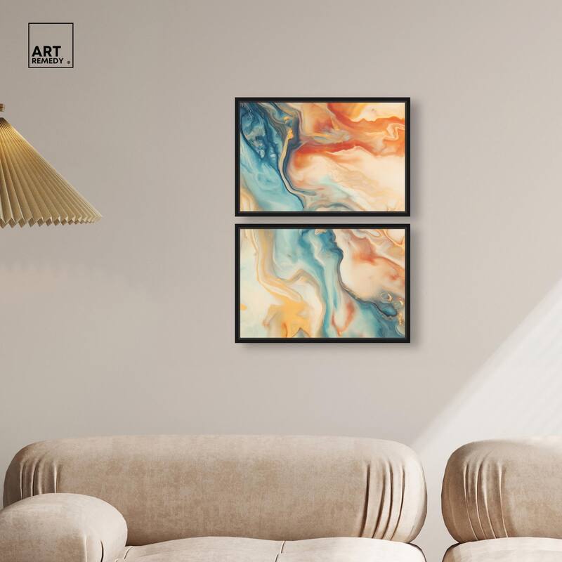 Marbled Sunrise II Canvas Set of 2 by Art Remedy