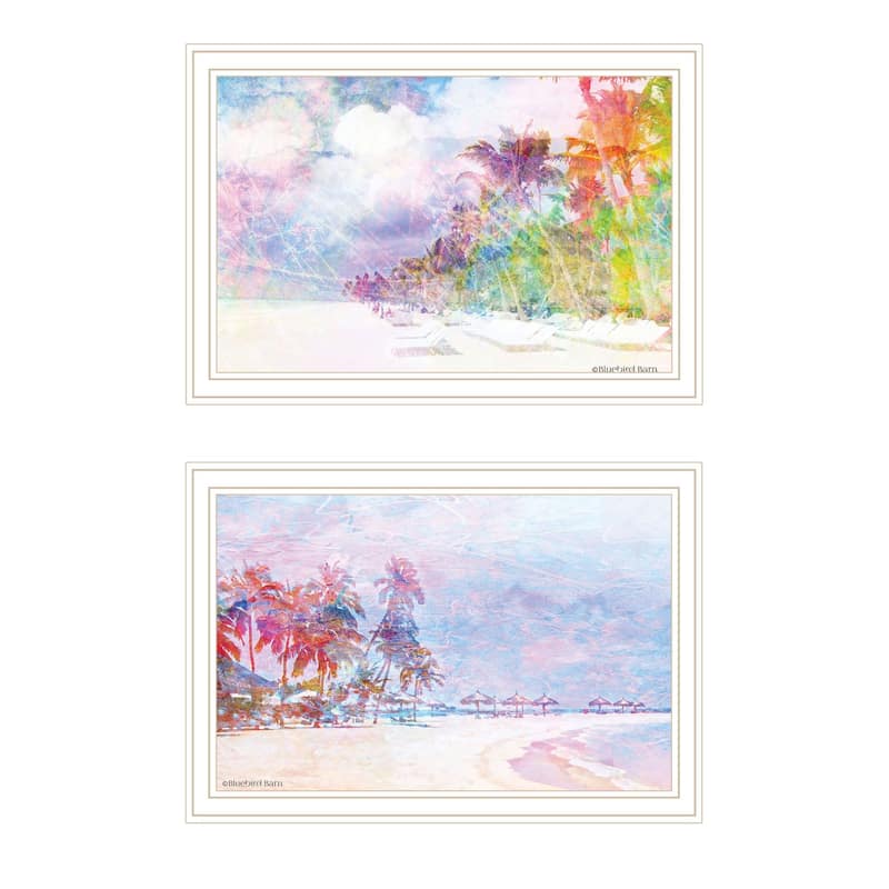 Trendy Decor 4U "Rainbow Beachside" Printed Framed Wall Art by Bluebird Barn - White - 20 x 14