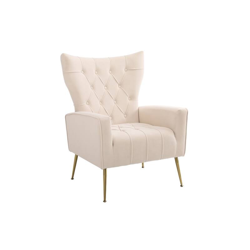 Accent Chair with Ottoman,Living Room Club Chair and Ottoman Set,Beige