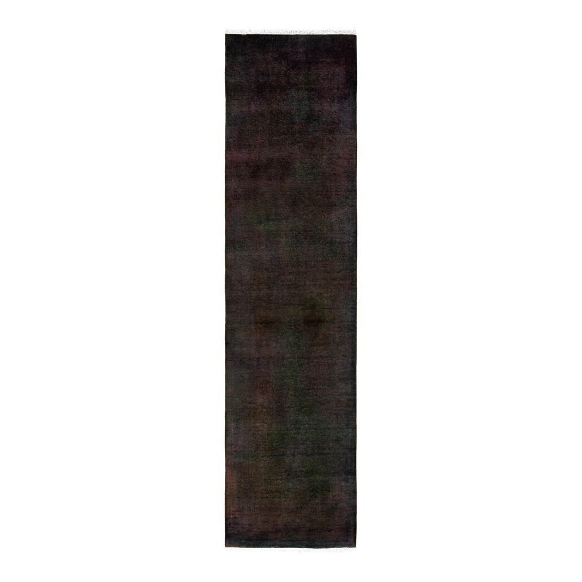 Overton Hand Knotted Wool Vintage Inspired Modern Contemporary Overdyed Black Runner Rug - 2' 6" x 10' 2"