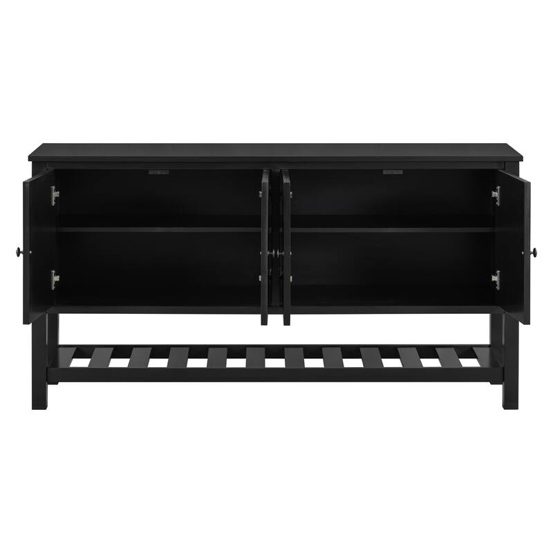 59.8" Elegant Entryway Table with Polygonal Door Design