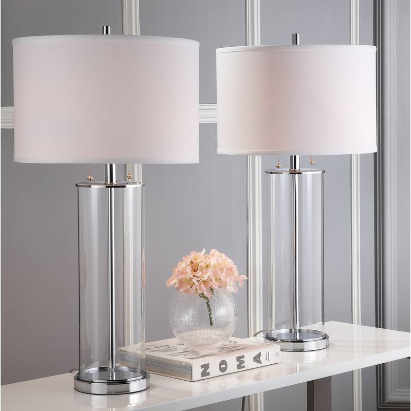 SAFAVIEH Lighting Latosha 31-inch Clear/ Off-White Table Lamp (Set of 2) - 16" x 16" x 31" - Clear/Off White (Set of 2) - 16"W x 16"D x 32"H