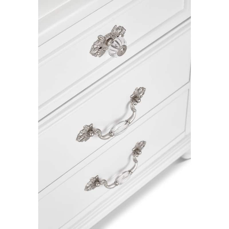 Elegant 2-Drawer Nightstand with Curved Base, Full Extension Glides, and Classic Charm