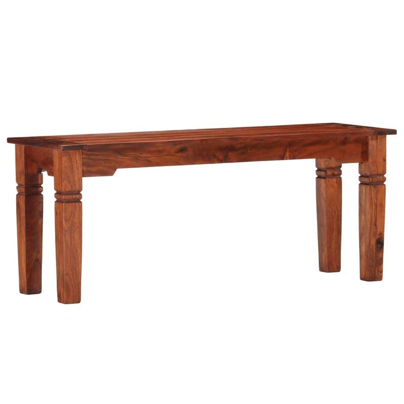 vidaXL Bench 43.3 " Solid Acacia Wood - 43.3 x 13.8 x 17.7" - Brown