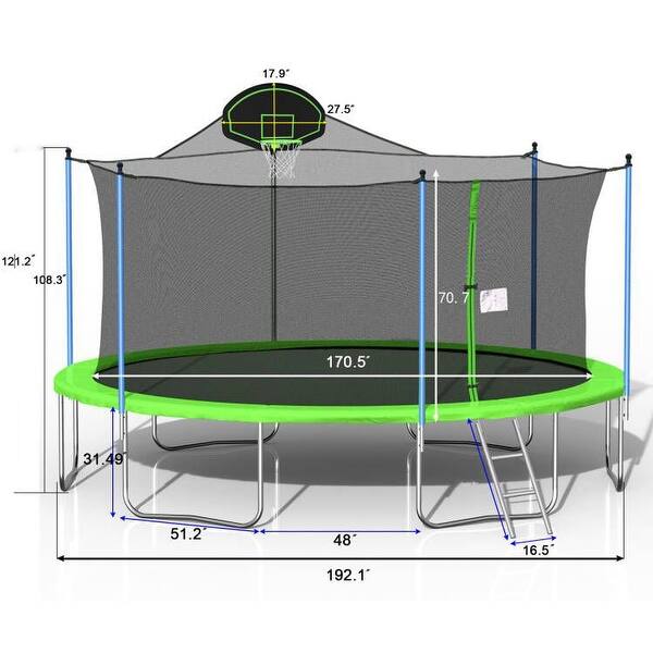 Green Sports Fitness Trampoline 16FT Large Outdoor Trampoline with ...