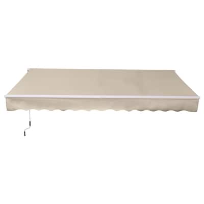 Outsunny 12' x 8' Retractable Awning Patio Awnings Sun Shade Shelter with Manual Crank Handle, 280g/m² UV