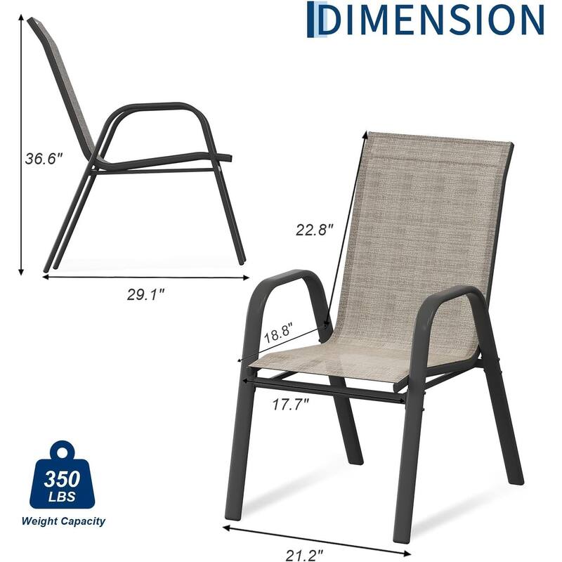 6-Pack Outdoor Stackable Dining Chairs High-Back Textilene Fabric Chairs