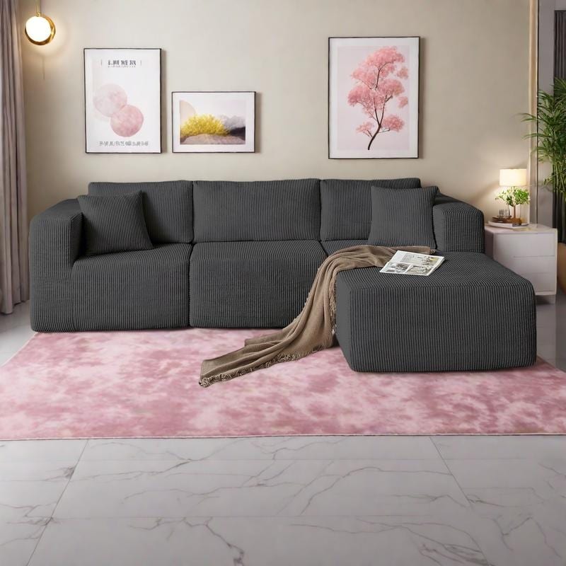 104.33" Fabric L-Shaped Sectional Sofa with Modular Design, Medium-Soft Foam & No-Assembly Required