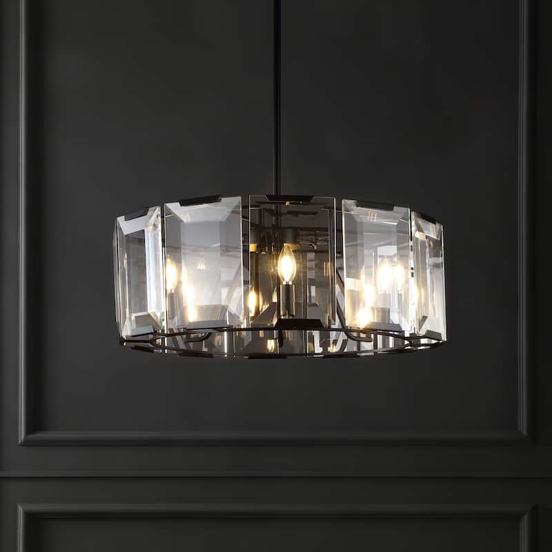 SAFAVIEH Couture Manuelita Crystal Chandelier - 25.5 In W x 25.5 In D x 18 / 48 In H - Black