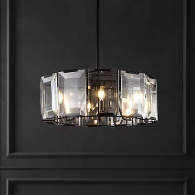 SAFAVIEH Couture Manuelita Crystal Chandelier - 25.5 In W x 25.5 In D x 18 / 48 In H - Black