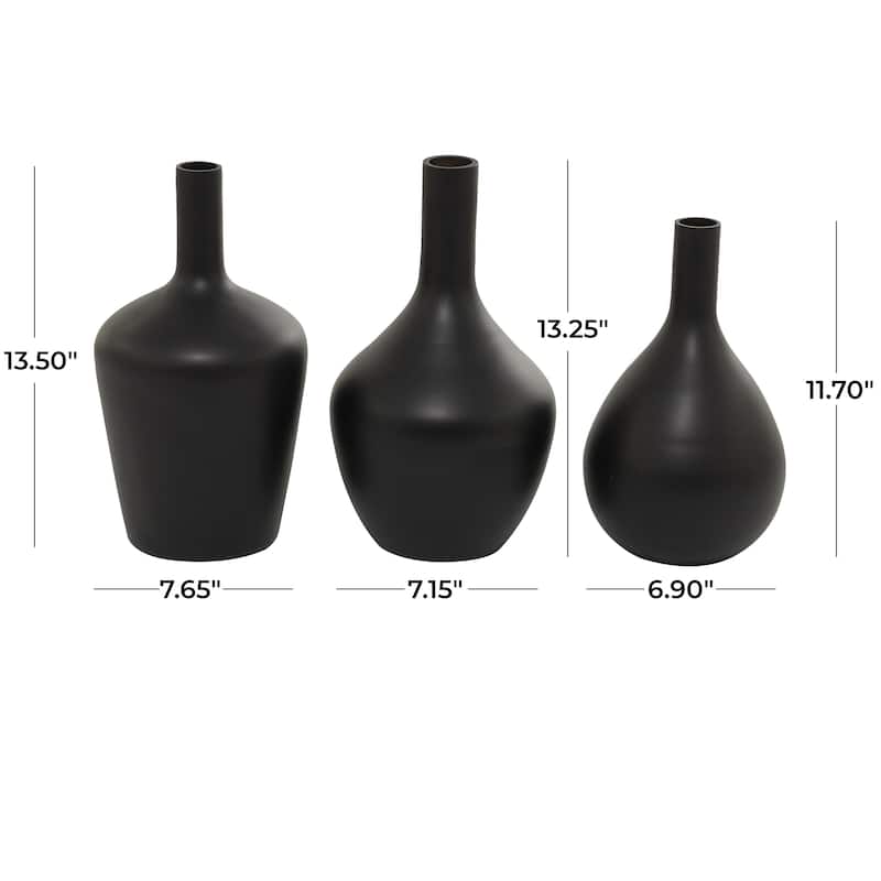 Glass Decorative Vase with Gold Rim - Set of 3 White, Blue or Black - Roche River Decor