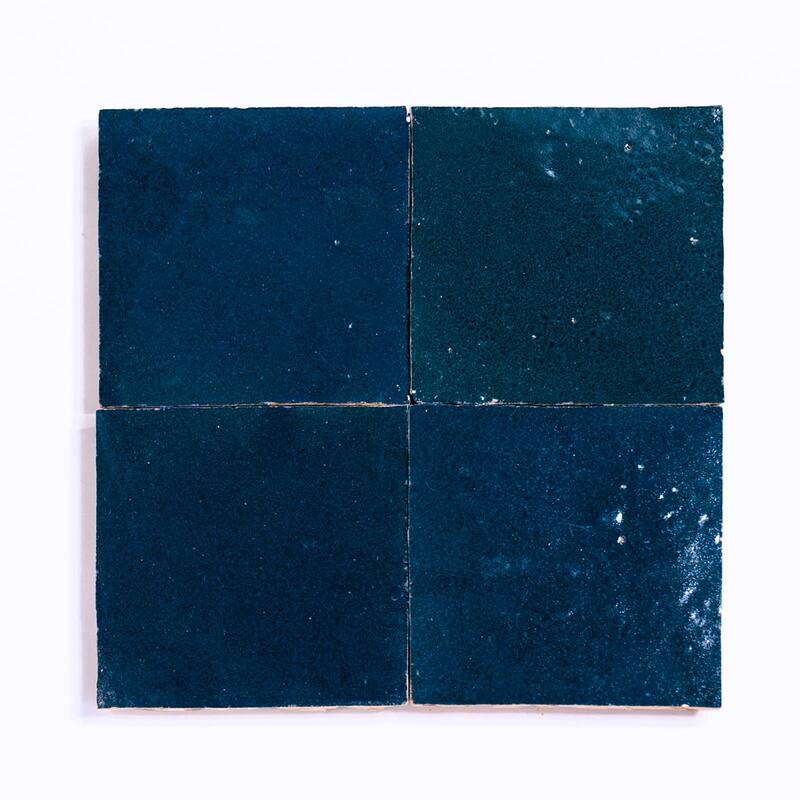 Handmade 4x4-in Moroccan Mosaic Solid Color Deep Blue