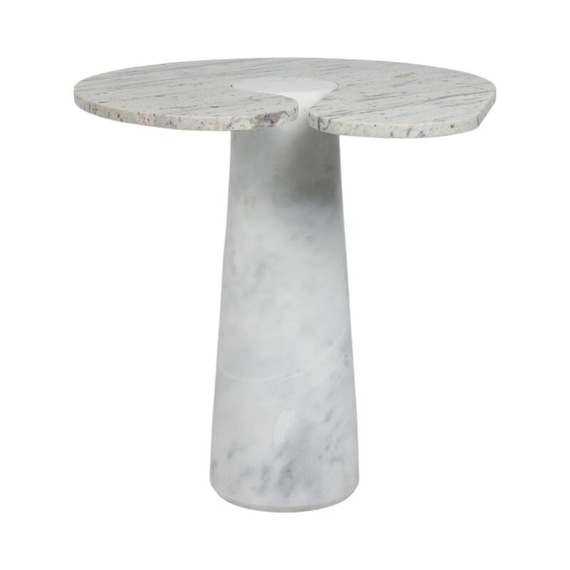 Granite And Marble Modern Round Side Table with Split-Top - 24" Ivory - 24" x 24" x 24"