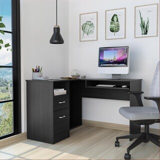 Left Return Desk Desks L-Shaped Left Return with Retractable Keyboard Tray and 2 Drawers ...