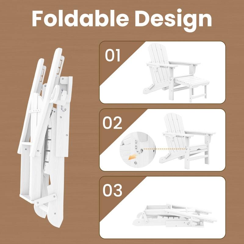 Folding Outdoor Chair with 3-Position Reclining Backrest & Telescoping Footrest