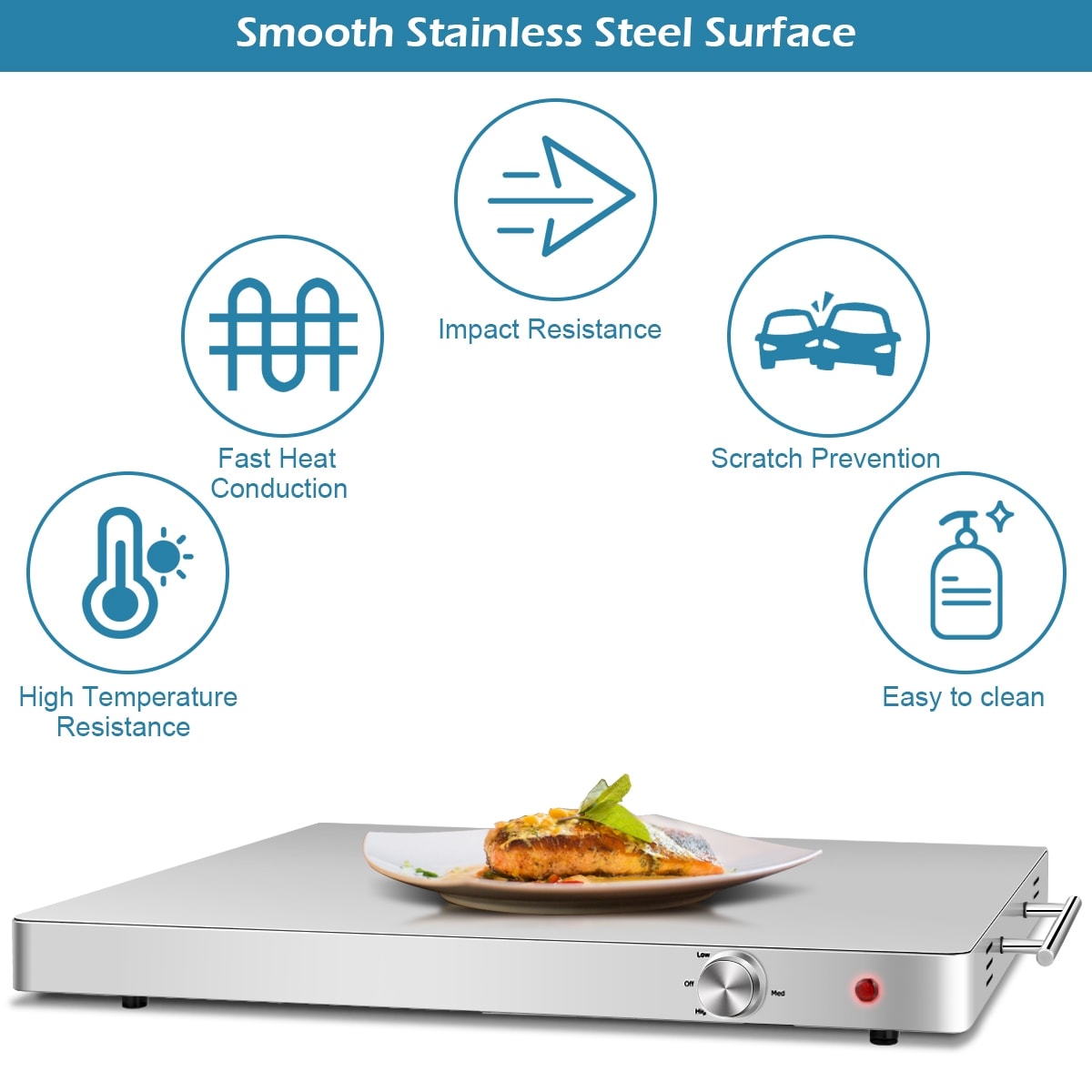 Costway 22''x 14'' Electric Warming Tray Hot Plate Dish Warmer W/  Adjustable Temperature : Target