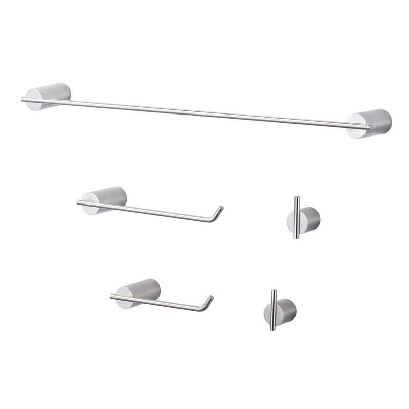 WOWOW 5-Piece Bath Hardware Set Accessory - Brushed Nickel