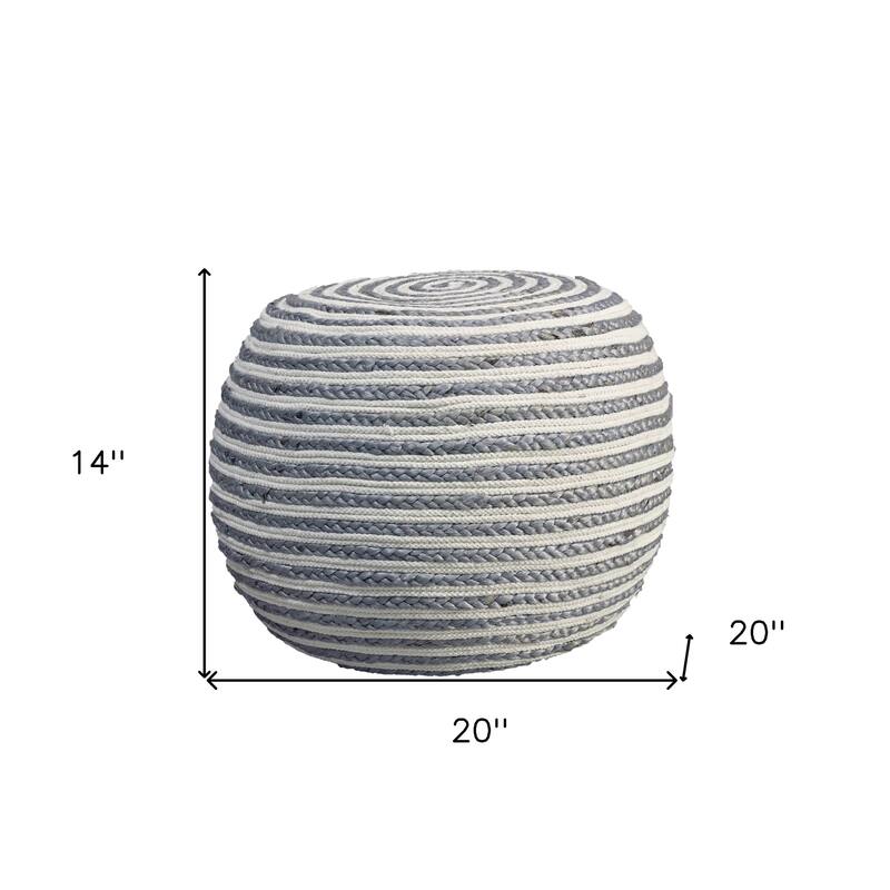 20" Cotton Blend Round Pouf Ottoman for Living Room, Footrest, Seating
