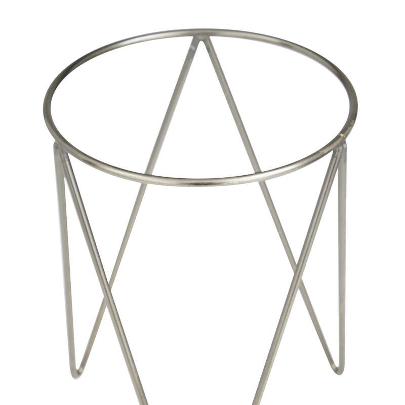 Metal Indoor Outdoor Planter with Removable Stand - Set of 2 Silver, Dark Gray, Gold - CosmoLiving by Cosmopolitan