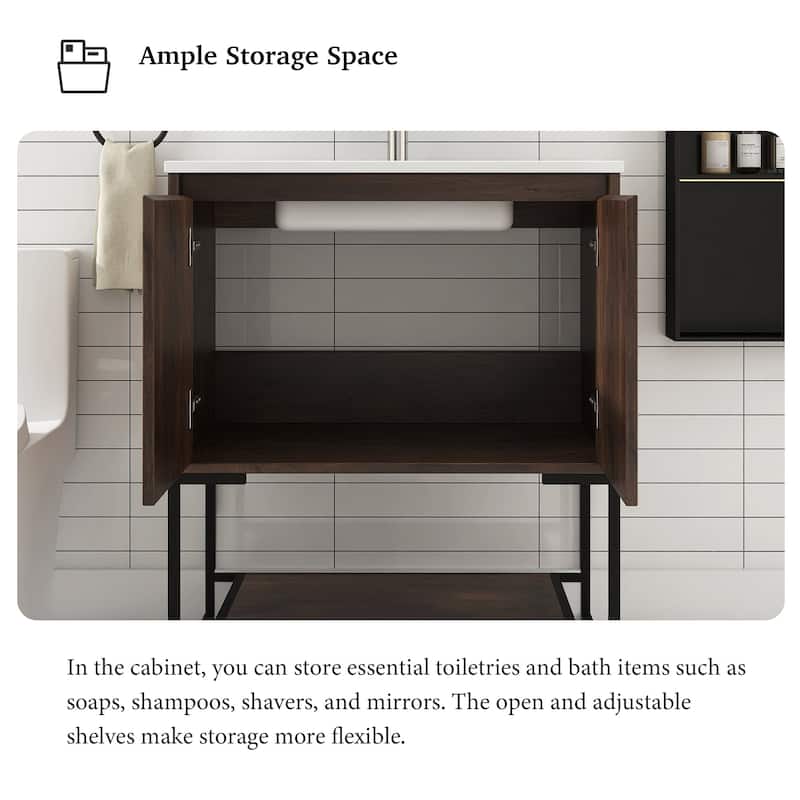 30-inch Freestanding Bath Vanity with Cultured Mable Top
