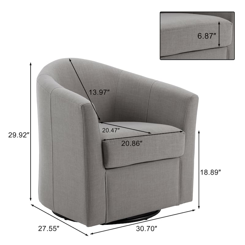 Anna Upholstered Swivel Barrel Accent Chair