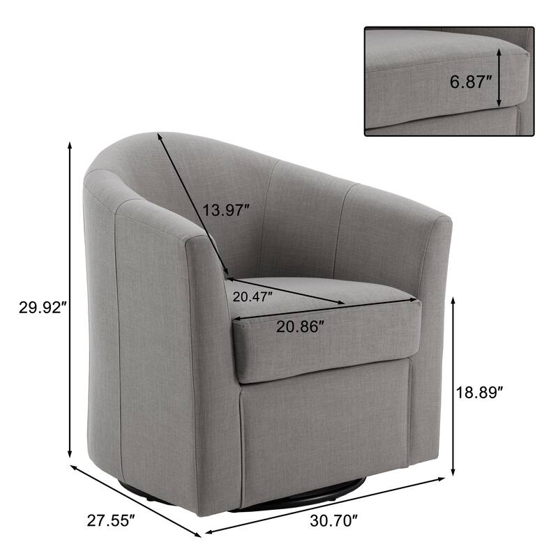 Linen Armchair Swivel Barrel Accent Chairs for Living Room