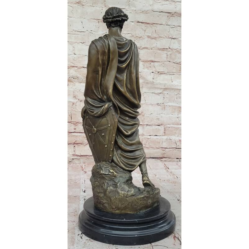 Bronze Julius Caesar Sculpture Statue On Marble Base - Roman History Art Decor