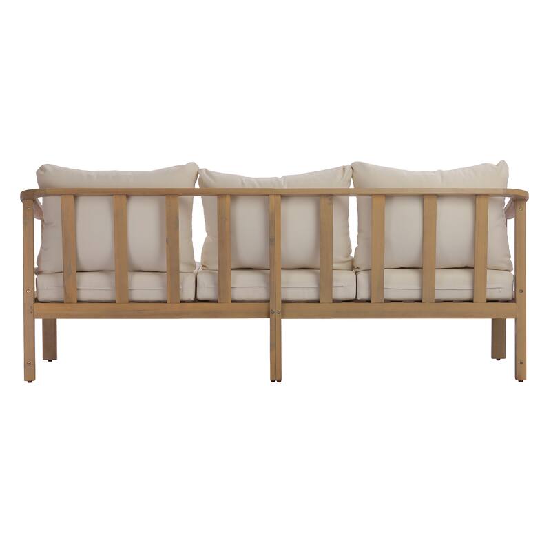 Christopher Knight Home - Elva 5-Piece Outdoor Acacia Wood Patio Conversation Set with Slatted Coffee Table & Cushions