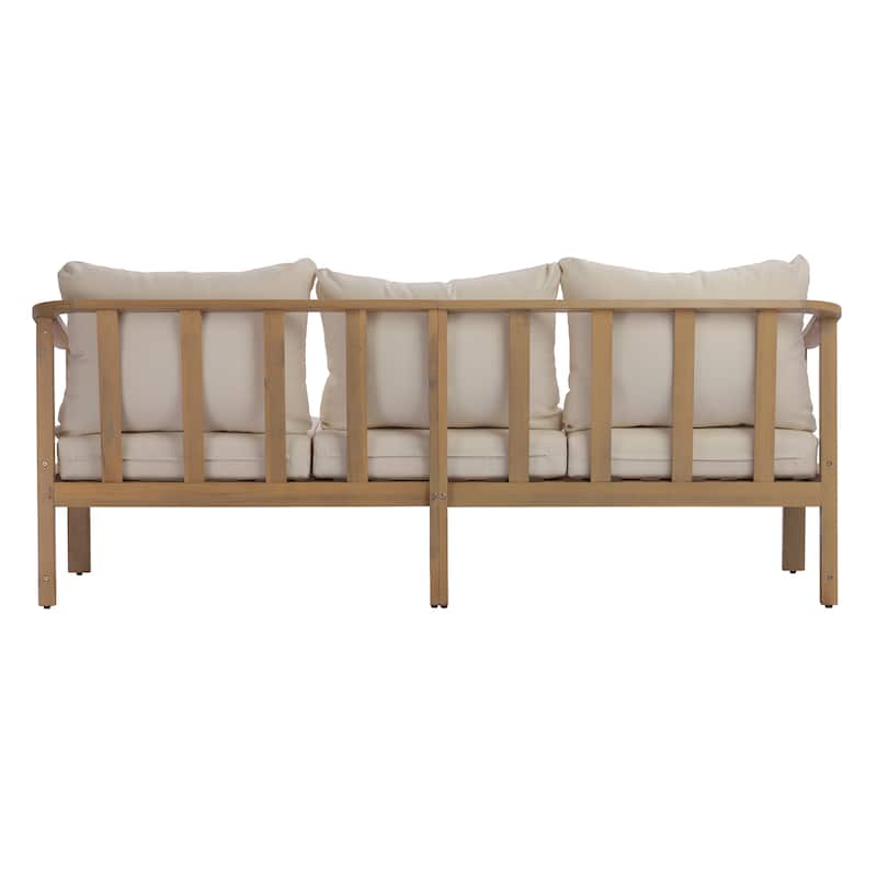 Christopher Knight Home - Modern 77.95" Wide Outdoor Patio Club Chair with Ergonomic Slatted Backrest & Soft Cushion