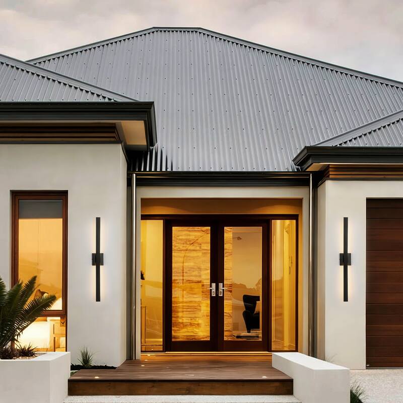 31.5" Modern Black Outdoor Wall Light - 12W 3000K Warm Light, IP44 Waterproof Linear Fixture for Patio & Porch,