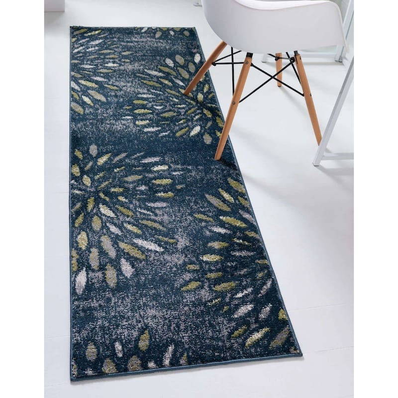Contemporary Synnove Collection Area Rug - 2'x6' - Navy Blue